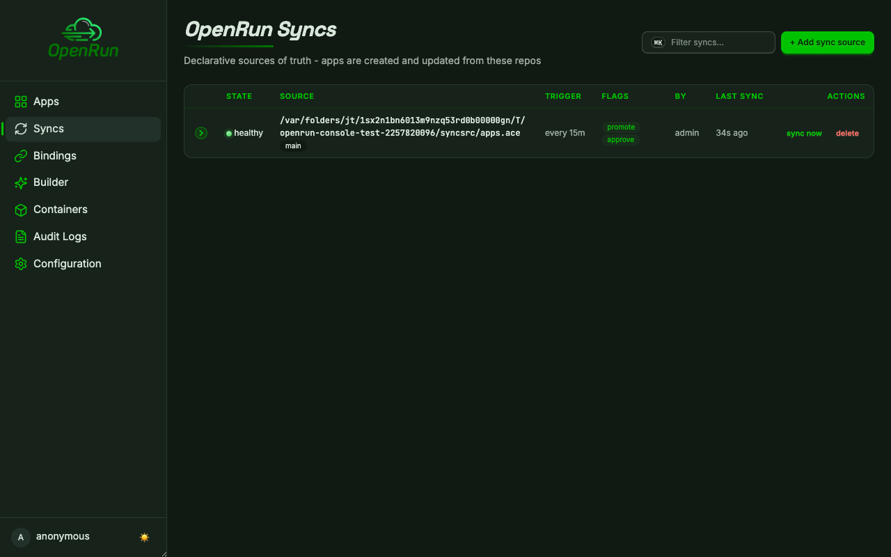 Syncs page with declarative sources