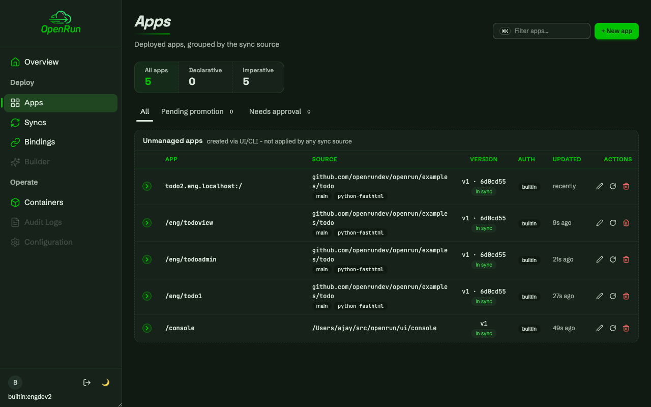 Domain app created through the team domain glob target